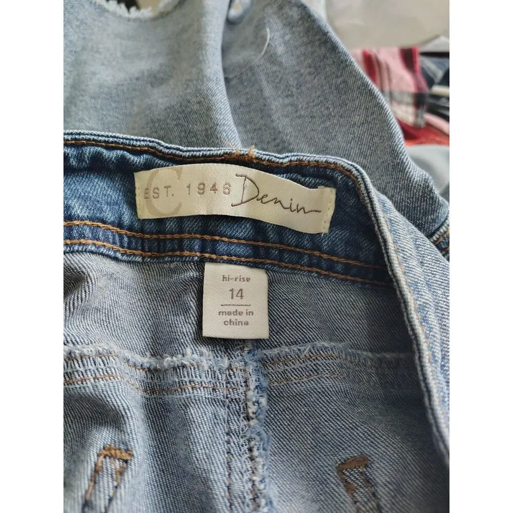 Cato EST. 1946 Denim Women’s Size 14 High Rise Distressed Bermuda Jean Shorts